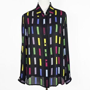 Jones New York Size 10 Colorful Silk Button Down Blouse